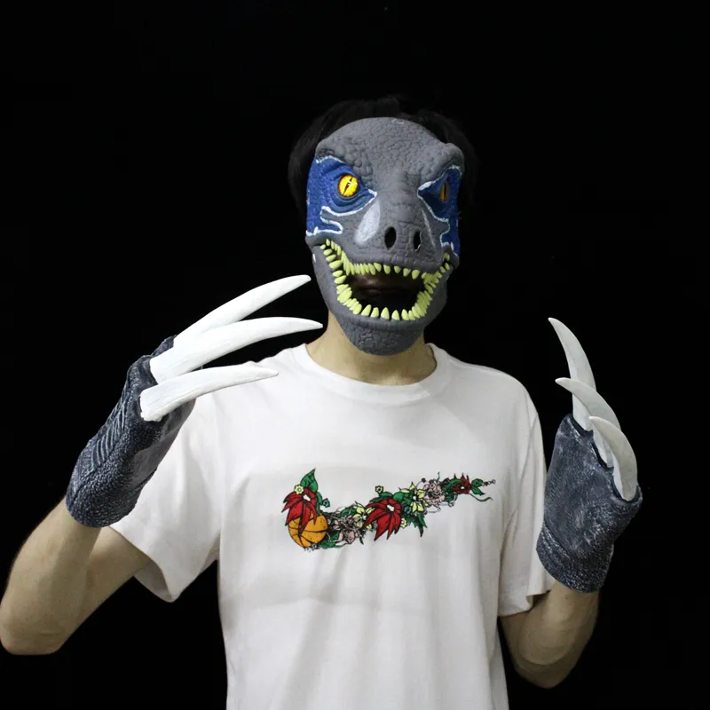 Máscaras de fiesta Boca móvil máscara de dinosaurio látex animal dinosaurio tocado Fiesta de Halloween Máscara de cosplay 230820