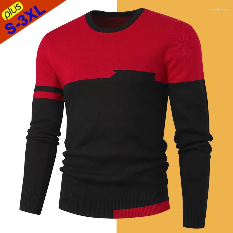 Men's Sweaters High Quality Sweater Men Pullover Fashion Slim Knitwear Jumper Man Patch Work Male Jersey Top Boy Sweatshirt Red Black