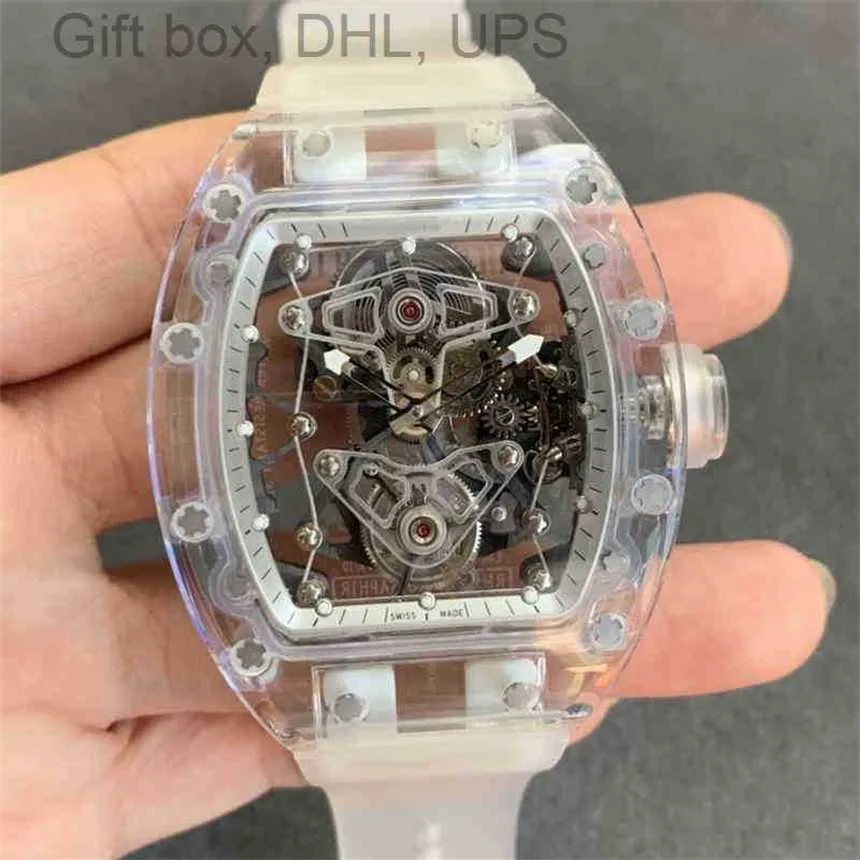 RM056 SUPERCLONE Tourbillon actif EUR Montre mécanique de luxe pour hommes tendance de la mode rm056 montre mécanique entièrement automatique Tourbillon creux ruban de verre de neige AQBB 1T