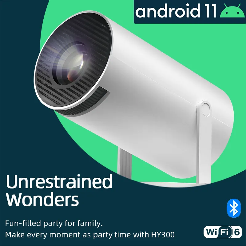 ProjecteursMINI projecteur Android 11 cinéma maison portable LED 3D vidéoprojecteur Smart TV WIFI SmartPhone pour 1080P 4K Via HD HY300 230818