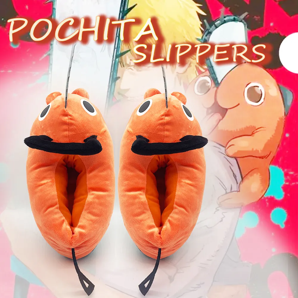 Filmer TV Plush Toy Japan Anime Pochita Plushie Slipper Chainsaw Chain Saw Man Cosplay Orange Dog Slipper Plush Shoes Adult Kids Christmas Gift 230821