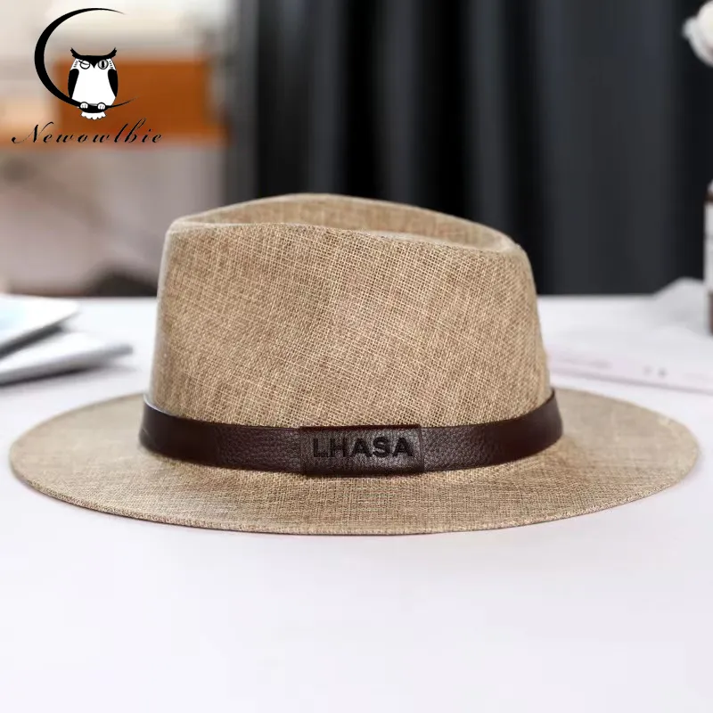 Szerokie brzegowe czapki wiadra letnia czapka męska lniana słoneczna Visor Panama Flat Edge British Jazz High End Protection Dżentelmen Outdoor 230821