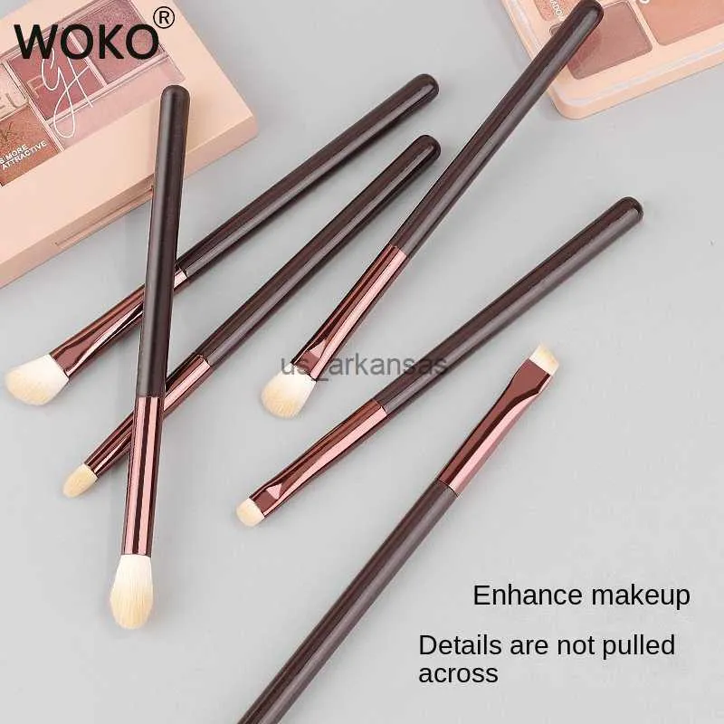 Makeup Brushes 6 PCS Makeup Brush Set Eye Shadow Brush Set Trähandtag Mjukt syntetiskt hår Eye Shadow Creas Blandning Makeup Tools HKD230821