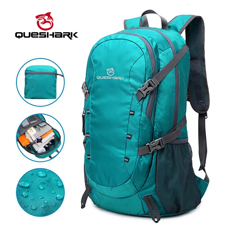 Rucksackpackungen Quesk professionell 40L Ultraleicher Upgrade wasserdichte faltbare Camping -Rucksack -Rucksack -Klettern auf Wanderung Tasche 3 Farben 230821