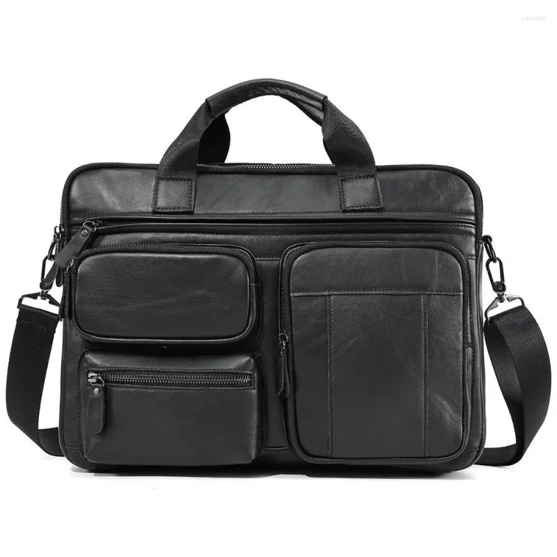 Porte-documents en cuir véritable sacs de messager mallette pour hommes pour 15.6 "ordinateur portable bureau affaires sac fourre-tout portefeuille Document