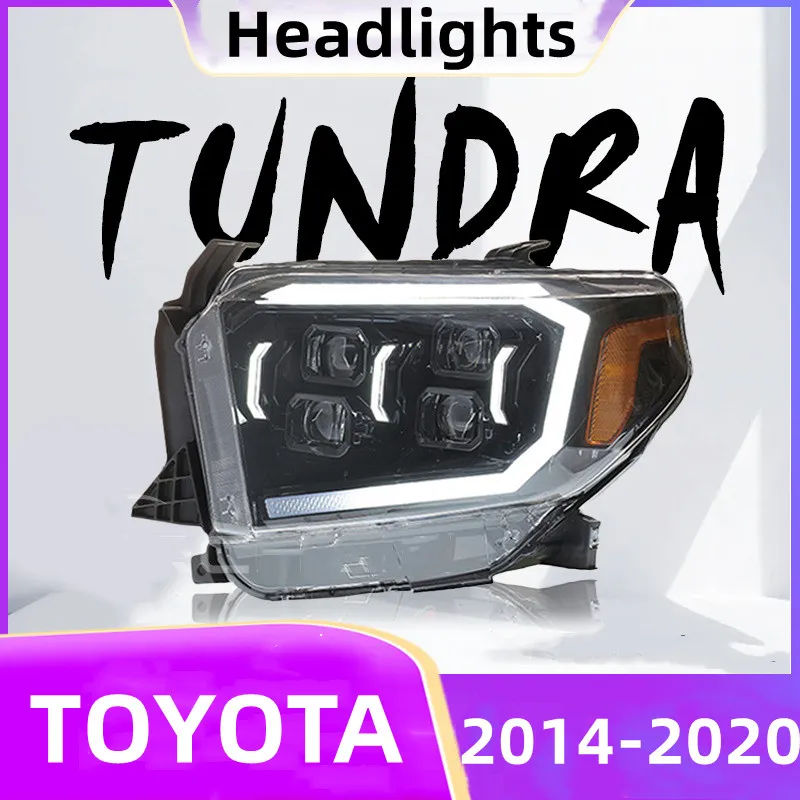 Atualização do caminhão captador do conjunto do farol do diodo emissor de luz para toyota tundra 20 14-20 20 feixe alto do sinal do diodo emissor de luz que conduz faróis dianteiros