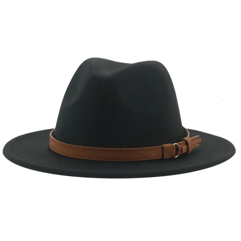 Cappelli larghi Fedora del secchio per donna uomo Solid Banda Cintura classica abito formale Khaki Black Winter Sombreros de Mujer 230821