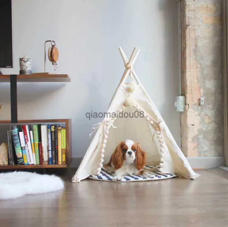 Other Pet Supplies Pet House Cute dog tent outside tent House Kennels Washable Tent Puppy Cat Indoor Outdoor Portable Teepee Mat Pet Supplies Decor HKD230821