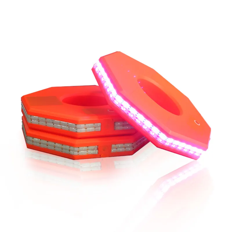 Rechargeable Hexagon Light-emitting Path Roadblock Roadway Safety LED Warning Light Ring For Cone