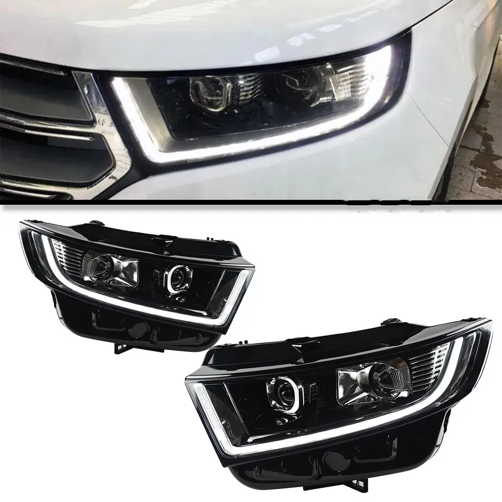 Strålkastare alla LED för Ford Edge 20 15-20 19 DRL Front Lamp Upgrade High Low Beam Running Light Turns Signal