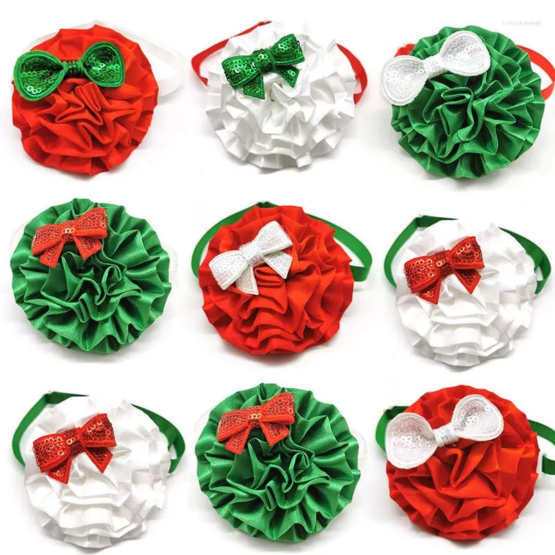 Hundkläder 50/100st juldesign Middle Bow Ties Flower Collar Tie för Holiday Party Dogs Grooming Products Pet Supplies