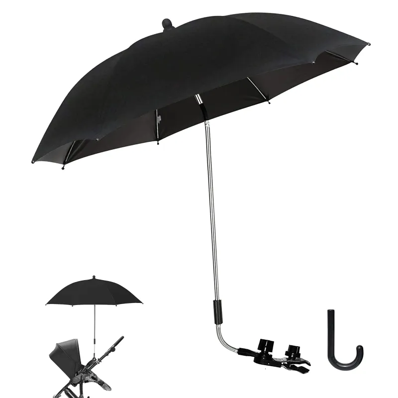 Acessórios para peças de carrinho de carrinho para proteção para proteção carrinho de parasol carrinho de bebê fácil montado Anti-UV Umbrella Crelhair Cadeira de rodas ACCS Black 80cm 230821