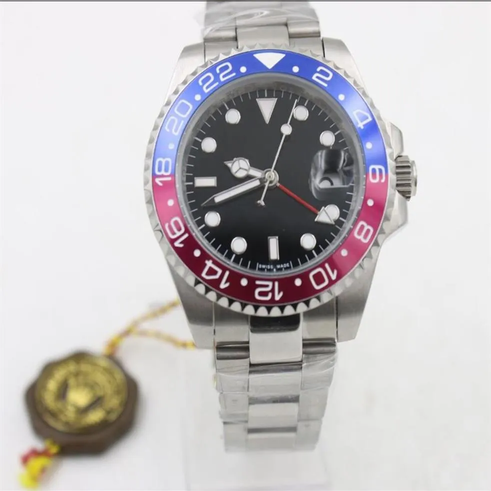 haute qualité master II 116710 montre mécanique automatique bleu rouge lunette acier inoxydable cadran argenté bracelet men's234k