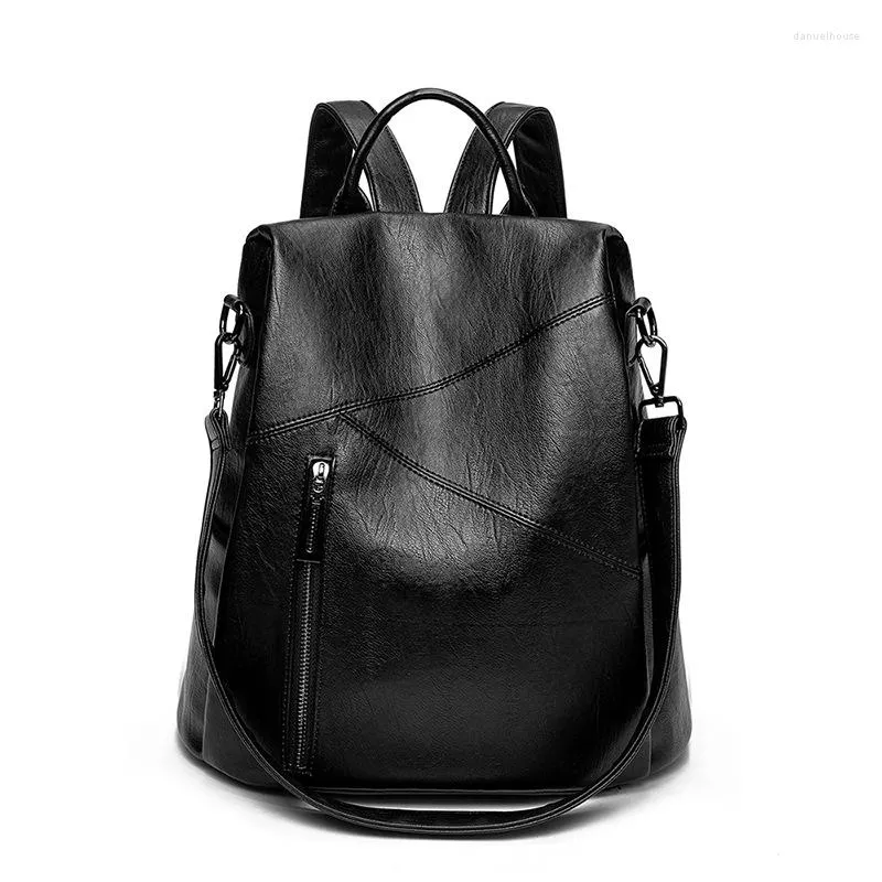 Mochilas escolares de lujo para mujer, Mochila de cuero suave de gran capacidad, informal, antirrobo, bolsa de viaje para mujer