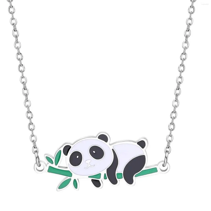 Anhänger Halskette Schöne Panda Halskette für Frauen Mädchen Edelstahl Lucky Schmuck