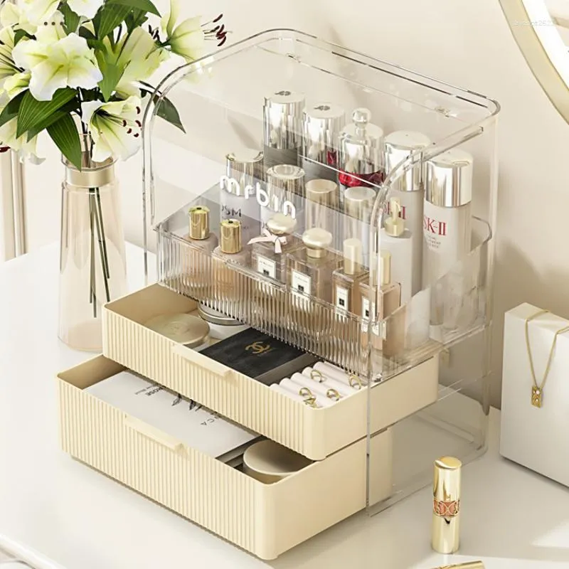 Storage Boxes Haute Couture Box Dustproof Transparency Makeup Organiser Large Capacity Desktop Organizer
