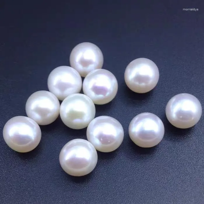 Chaînes géantes 11-12 mm naturel mer de Chine méridionale véritable thé blanc rond en vrac perle demi-trou