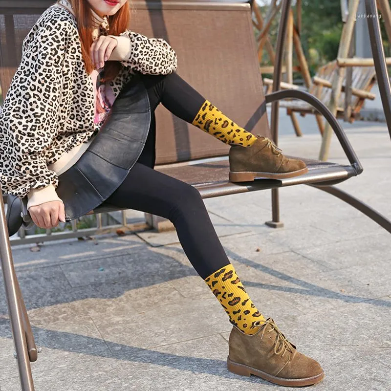 Women Socks Fashion Leopard Print i Tube Women's Retro Pile Sexig Casual Cute Funny Happy Colorful Cotton for Girl