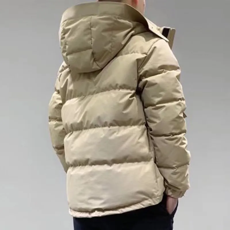 Chaqueta de invierno para hombre, color negro y Beige, Parka de estilo británico, abrigos de ocio con capucha gruesos y cálidos, M-3XL343r