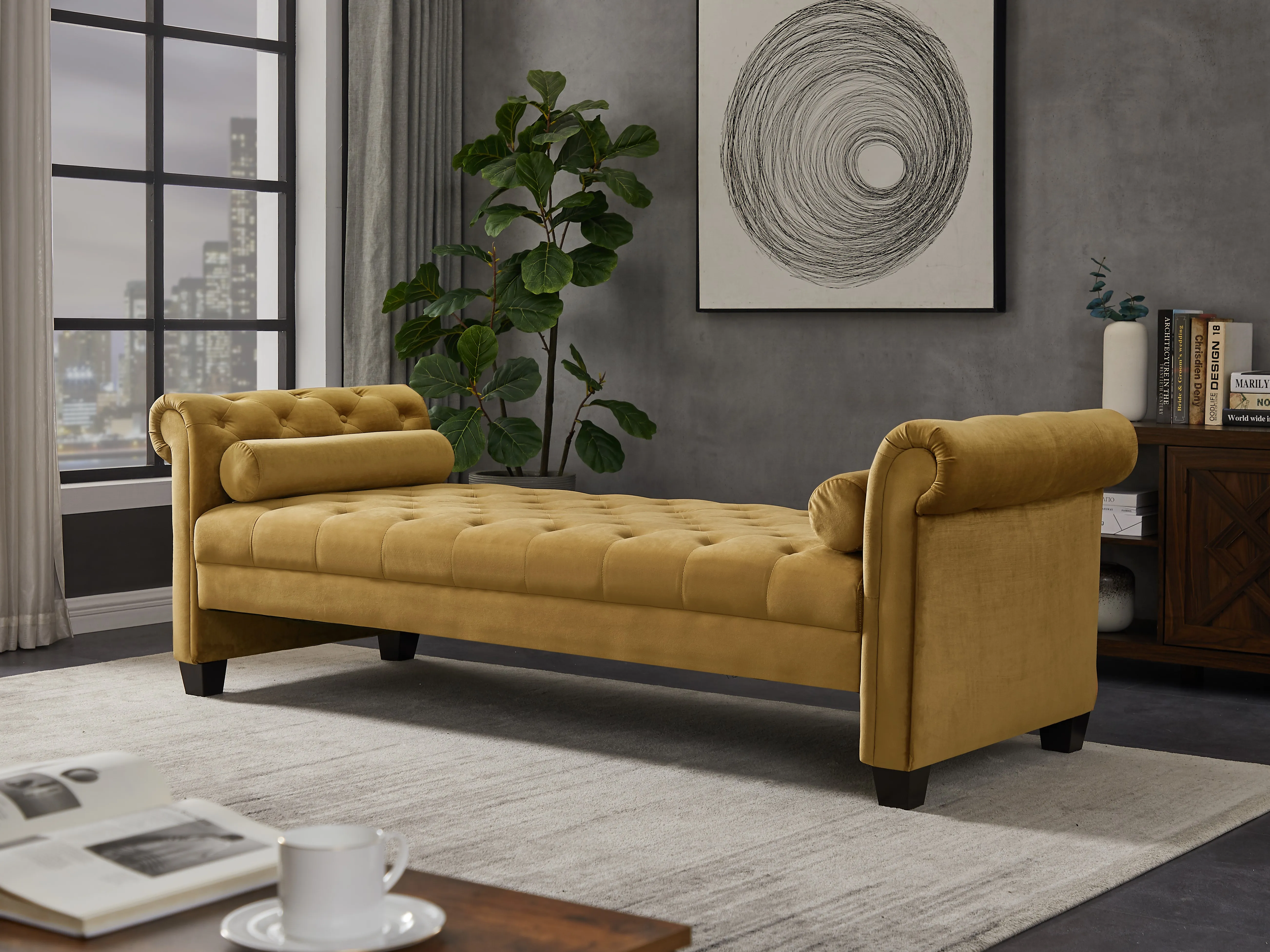 Rechteckiger großer Sofa -Stuhl, braun