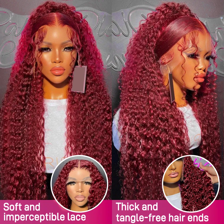 ?LESI 26” RED BODY WAVY CURLY LACE FRONT WIG *NWT Glueless Wig Red Human Hair Wig 13x4 Lace Front Wig Body  main image 3