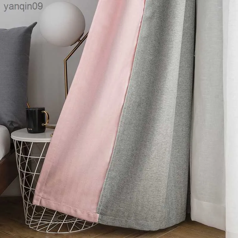 Pink grey 2024 curtain fabric