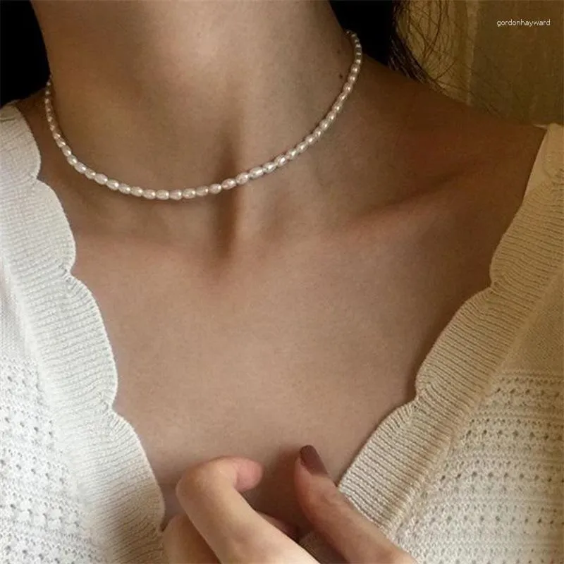 Kettingen 3mm eenvoudige modieuze elegante witte imitatie parel parel laag choker nek ketting voor vrouwen veelzijdige bruiloft sieraden geschenken