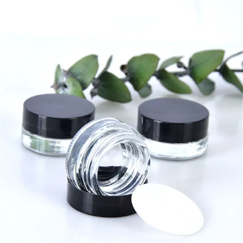 Food Grade Empty Bottle 5ml CR Glass Jar with Children Black Lid Non Stick Concentrate Thick Oil Wax Container JL1736