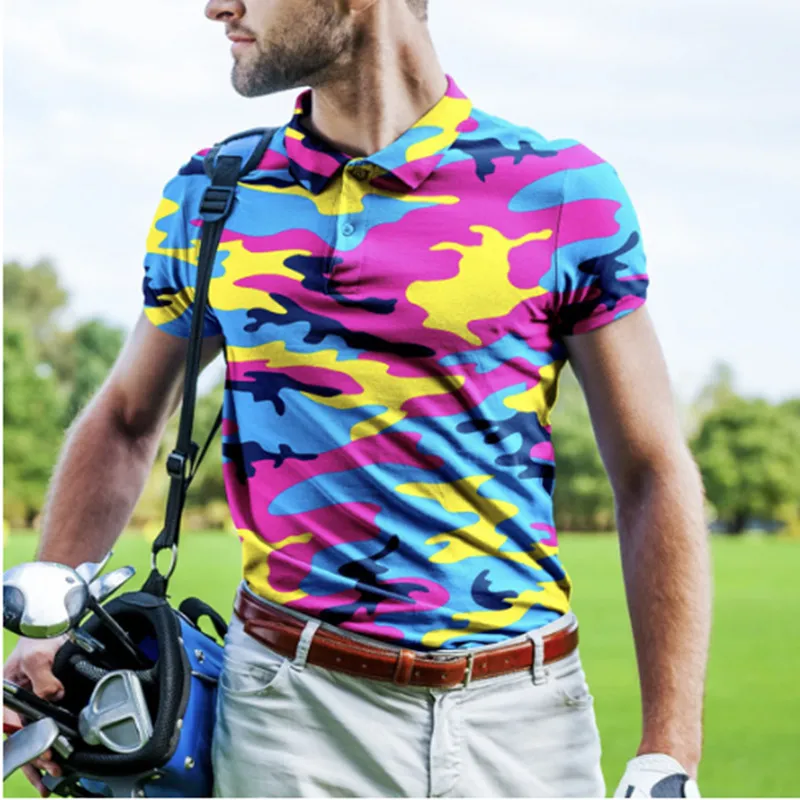 남자 폴로 패션 플로럴 프린트 폴로 셔츠 남자 고품질 여름 캐주얼 짧은 슬리브 버튼 칼라 골프 셔츠 230818