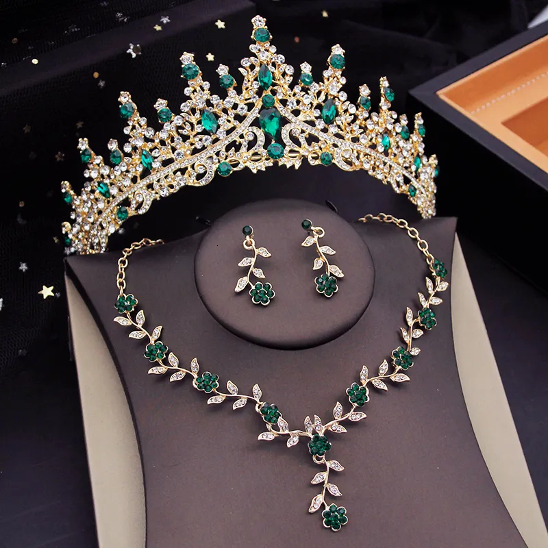 Gorgeous Crystal Crown Flower Choker Bridal gold display picture 2