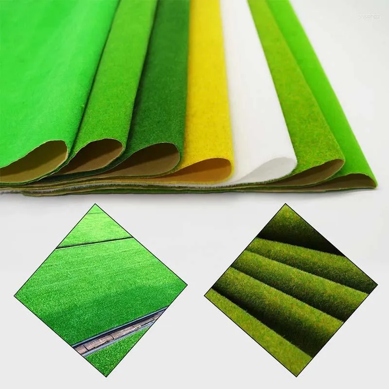 Decoratieve bloemen 1 stks kunstmatige gazon tapijt gras mat papier diy scène model turf simulatie tuin buiten groene vloerdector