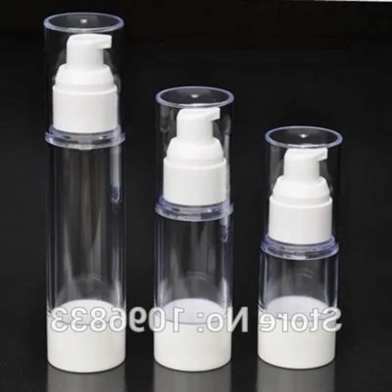 Botella de bomba sin aire blanca de 15ML, 30ML, 50ML con boquilla de loción, botella de vacío de embalaje de Gel de suero cosmético, 20 unids/lote Sukbd