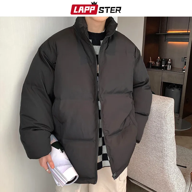 Męskie kurtki Lappster Y2K Solid Parkas Winter Bubble Płaszcz Windbreaker Korean Streetwear Puffer Kurtka Hip Hop Black Harajuku Kurtki 230821