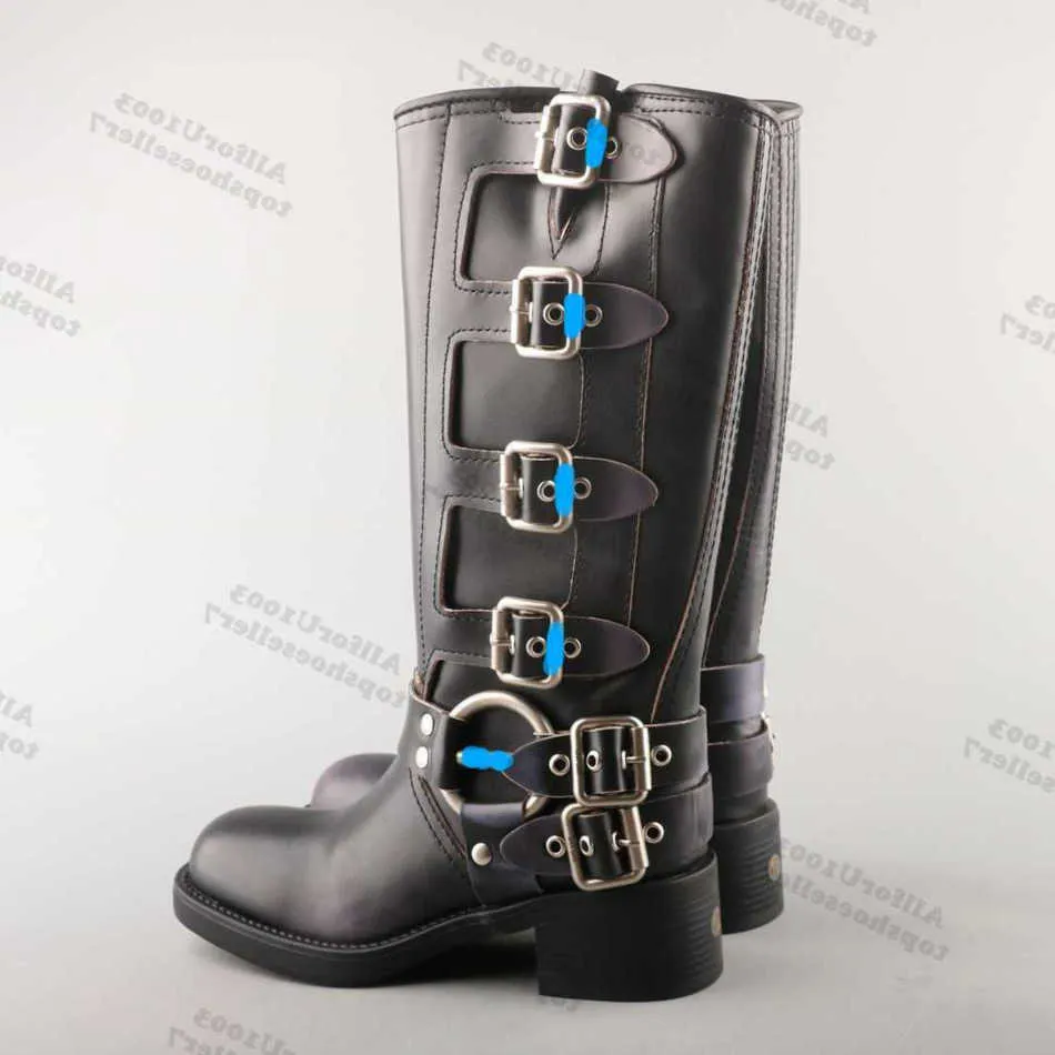 Designer luxe cowboylaarzen voor dames tall laarzen schoenen y2k stijl bruine lederen laarzen cowgirl laarzen rond teen chunky hiel pure stijl gemaakt origineel gemaakt