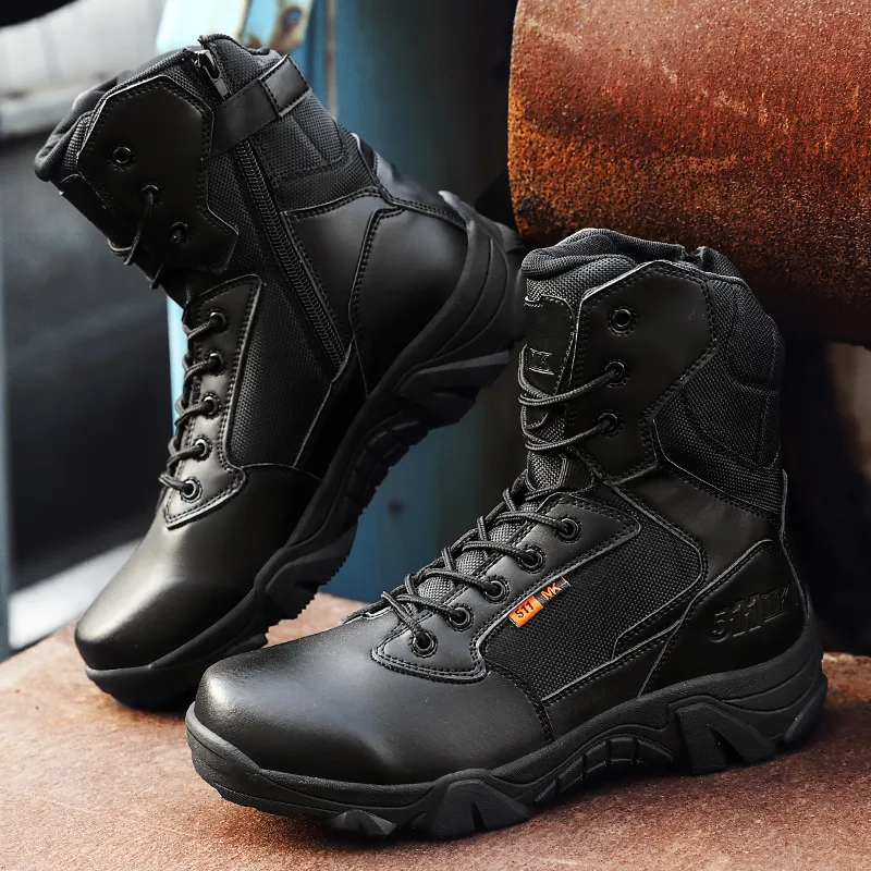 Produktbild von Taktische Stiefel Männer Aus Kuhleder – Wasserdichte Militärstiefel High Top, Mit Rutschfester Sohle, Größe UK 7.5