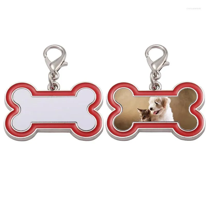 Hundtagg Personlig sublimering Pet Cat Name Taggar Anpassade ID-krage Tillbehör Namnplatta Anti-Lost Pendant Metal Keyring