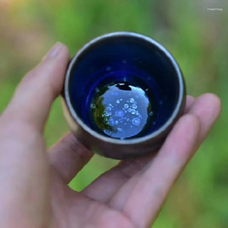 Teaware sätter mini stjärnhimmel en sip cup blå ljus te olje droppe keramik mästare