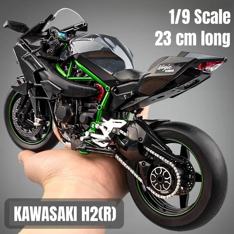 Diecast Model 1 9 H2R Ninja Toy Motorcycle Metal Size Super Racing Sound Light Collection Gift For Boy 230818
