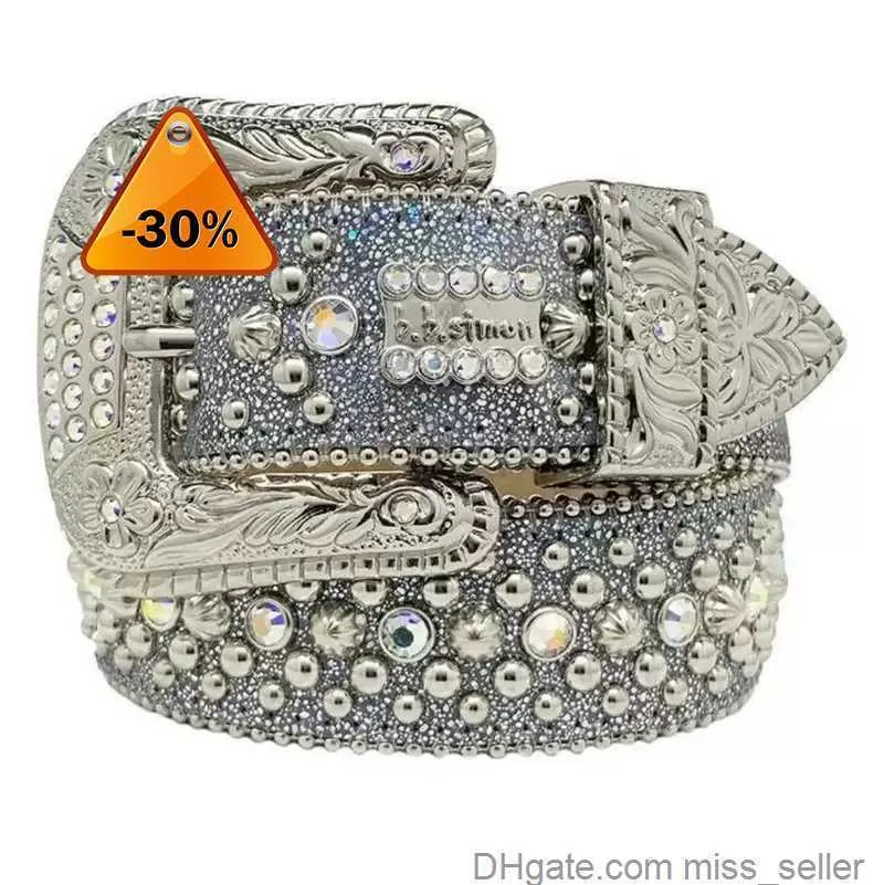 12023 Designer BB Belt Simon Belts For Men Women Shiny Diamond Belt Black On Black Blue White Multicolour With Bling Rhinestones As Gift Misssellerz