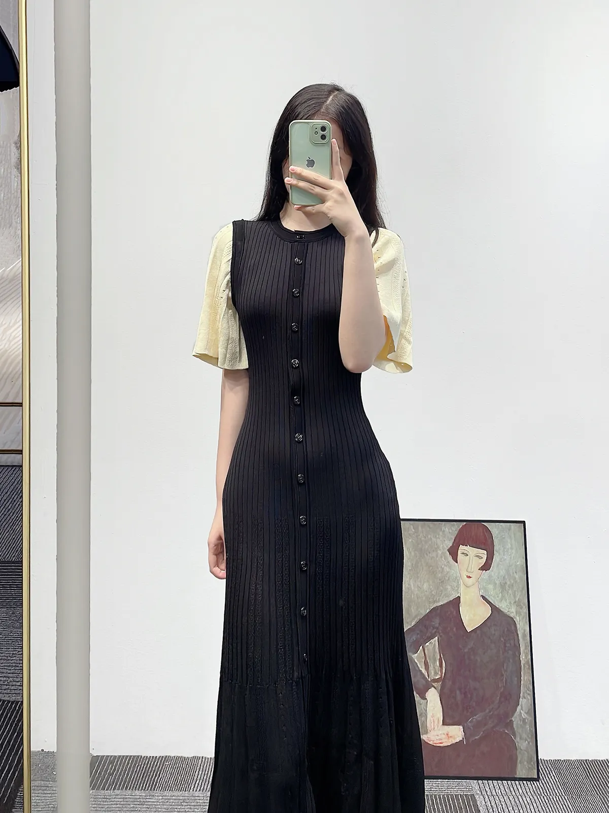 sweater dress mini knit Ruby Rib Knit Contrast Stitch Mini Sweater Dress main image 0
