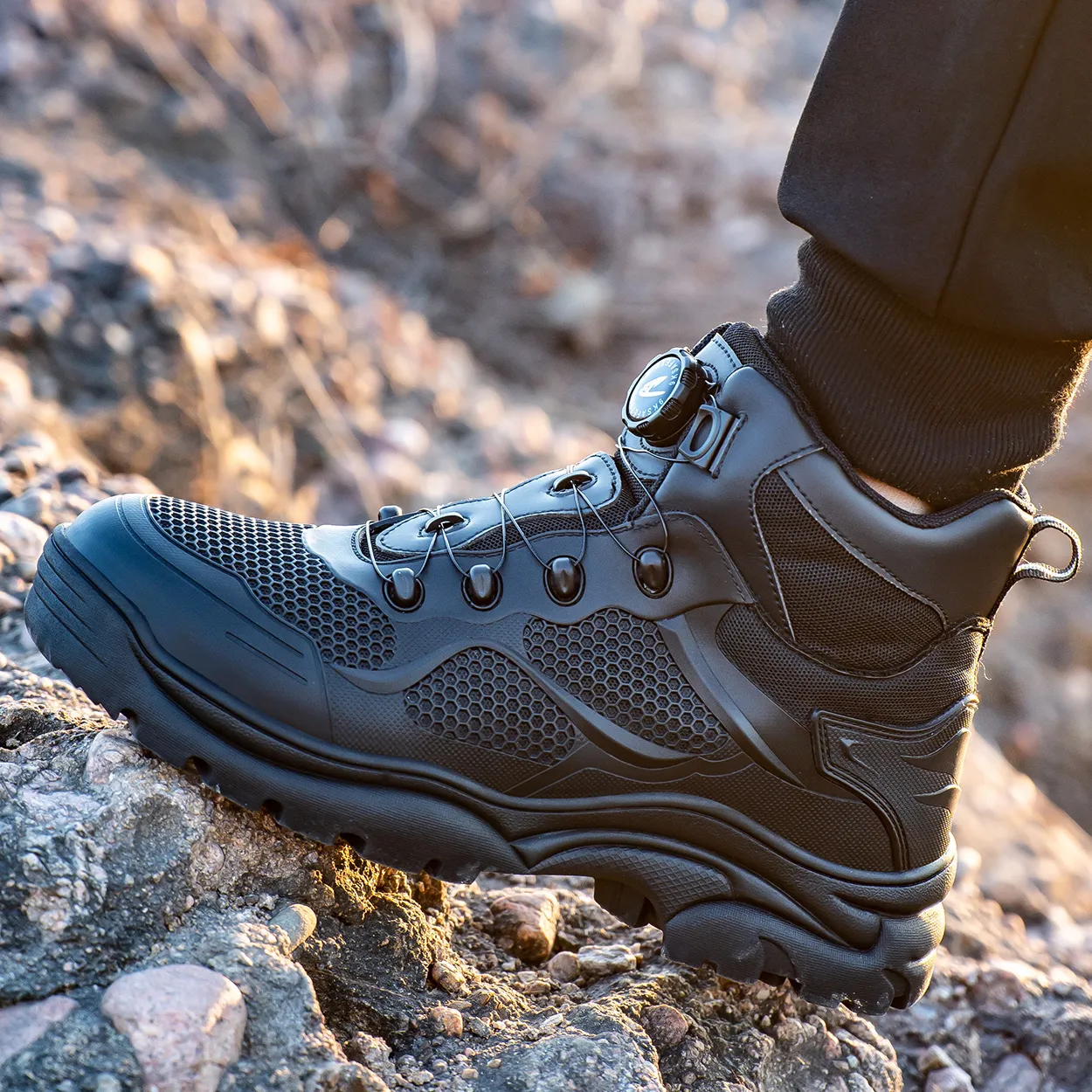 Boots AMAWEI Rotating Button Safety Shoes Men Work Sneakers