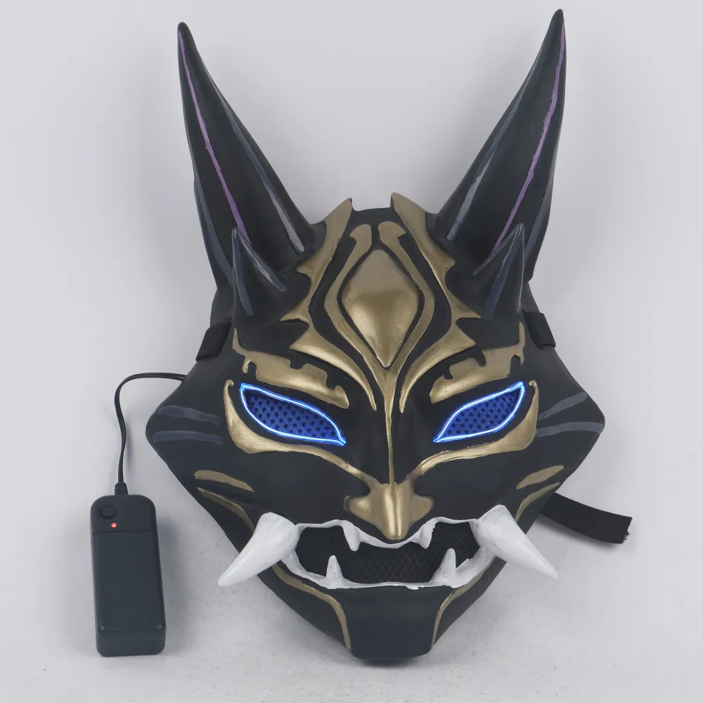 Genshin Impact Xiao Epoxy Resin Makro Cosplay Mask With LED Light PVC