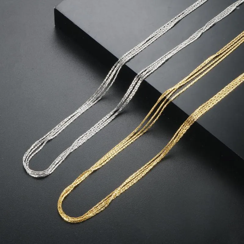 Цепи Многослойное ожерелье из нержавеющей стали для женщин 18 K золото, покрытые Herryingbone Thin Chain Sayer Модные ювелирные украшения