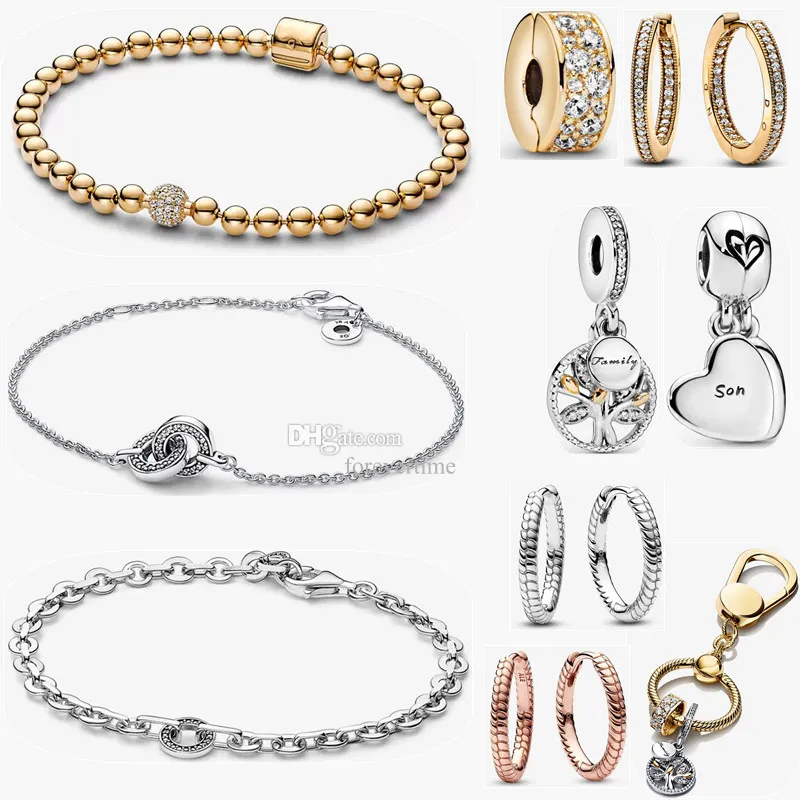 2023 Automne Nouveaux charmes Perlé Bracelet Chaîne Bracelet pour les femmes Earnail Porte-clés Arbre Généalogique Amour Pendentif DIY fit Pandora Bracelet Collier Designer Bijoux