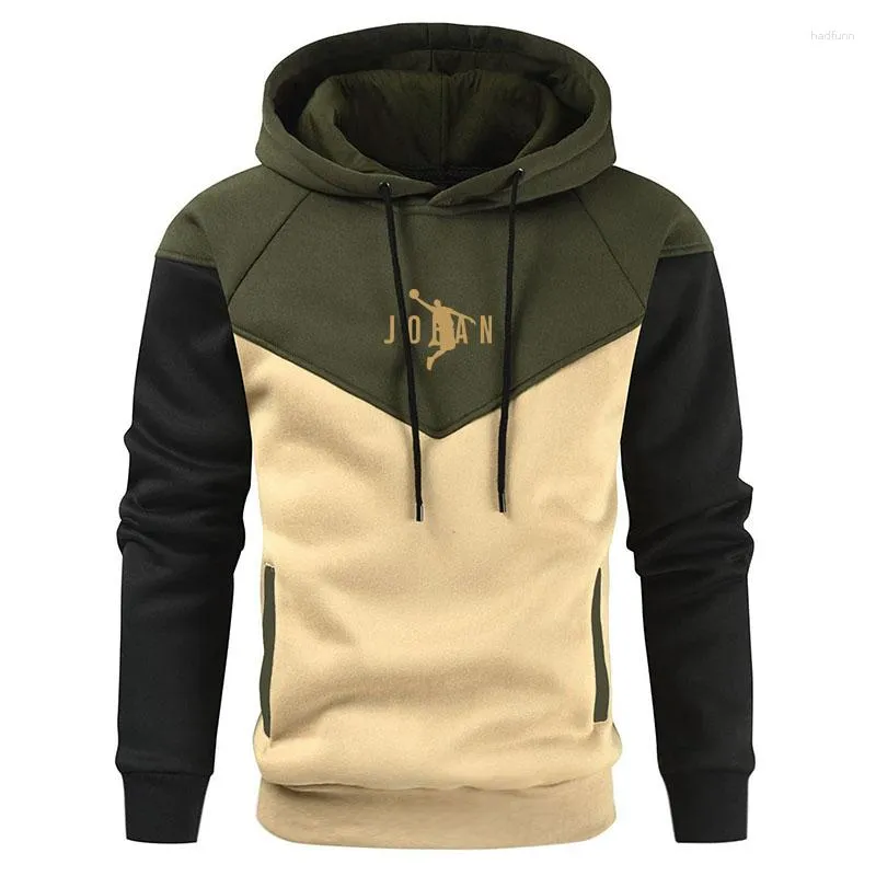 Hommes Hoodies Automne Et Hiver Casual Tops Sweats Mode Patchwork À Capuche Vêtements Survêtement Pull À Manches Longues Chemise De Sport