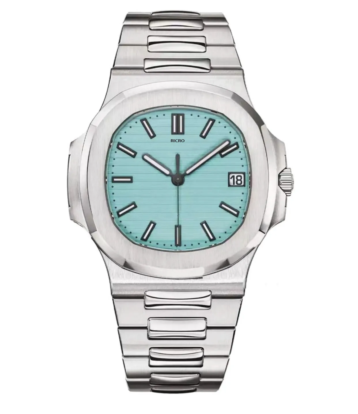 Assista, mestre Novo Nautilus Men's Automatic Luxury Watch 5711 Série Light Blue Dial Silver Aço inoxidável Ricro Ricro