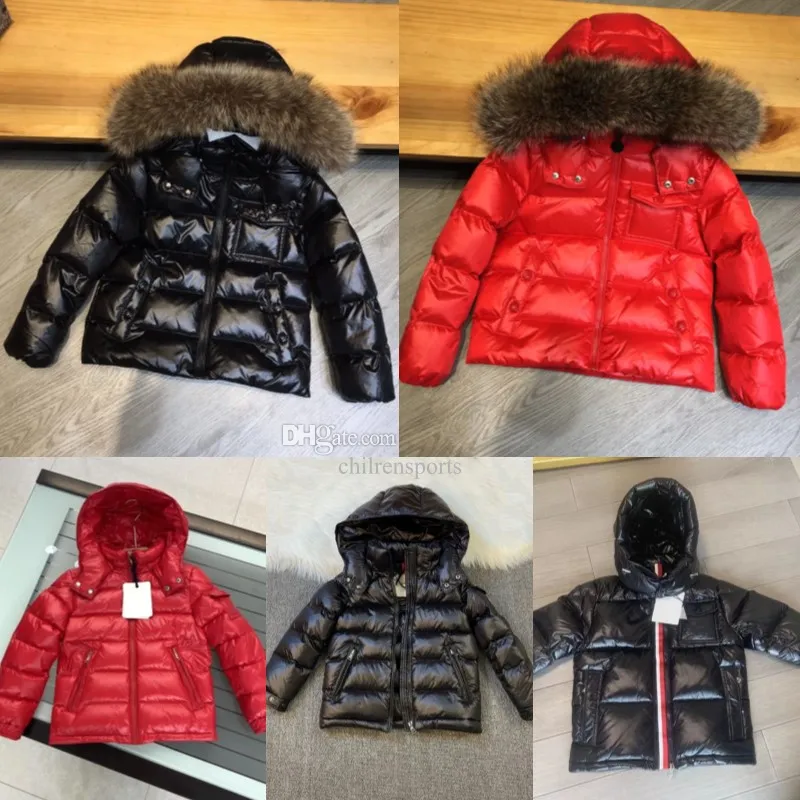 Kids Designer Donsjacks Baby 2-12 Jaar Peuter Jongens Meisjes Met Badge Dikke Warme Uitloper Kinderen Klassieke Parka mode Winterjassen