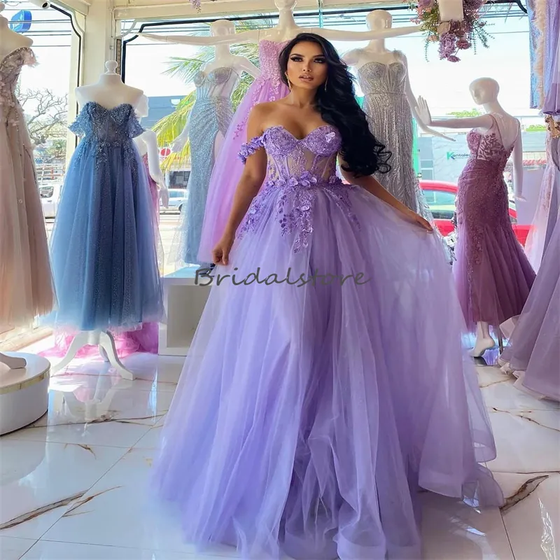 slim fit dress slacks Puff-Sleeve Strapless Sweetheart Long A-Line Prom Dress Lilac / Large main image 1