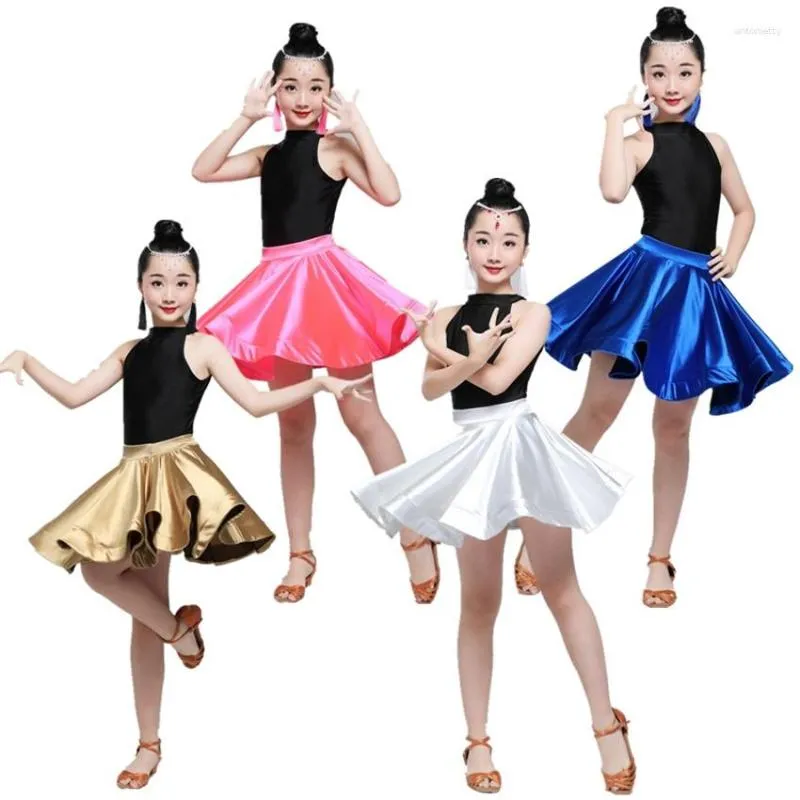 Stage Wear Girls Latin Dance Dress Salsa Tango Performance kostuums Kinderen Sexy Samba Cha Competition Dancing Clothing