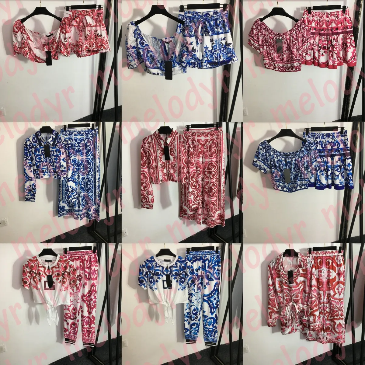 Conjunto de pantalones de diseñador para mujer, vestido de cintura alta con estampado de moda, camisetas sin mangas sexis con tirantes, blusas de manga larga, conjuntos cortos